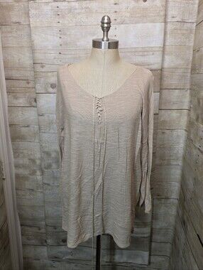 Joseph Light Beige Long Sleeve Braided V-Neck Tunic